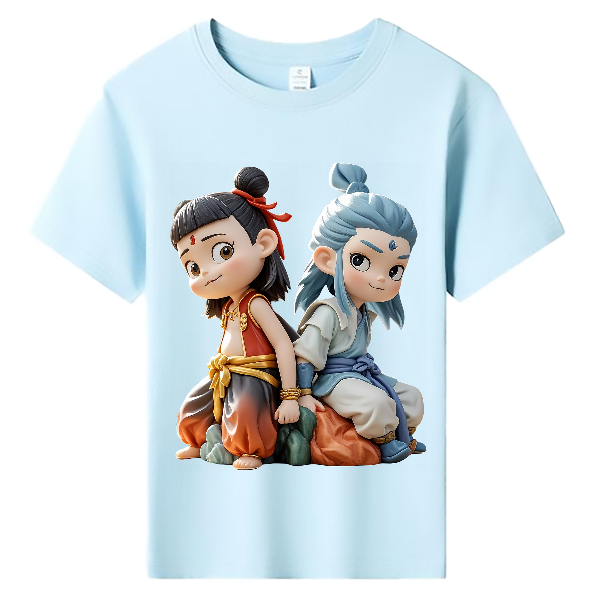 （画像用） Ne Zha 2 ナタ 魔童の大暴れ 綿100％キッズTシャツ（フロントプリント）